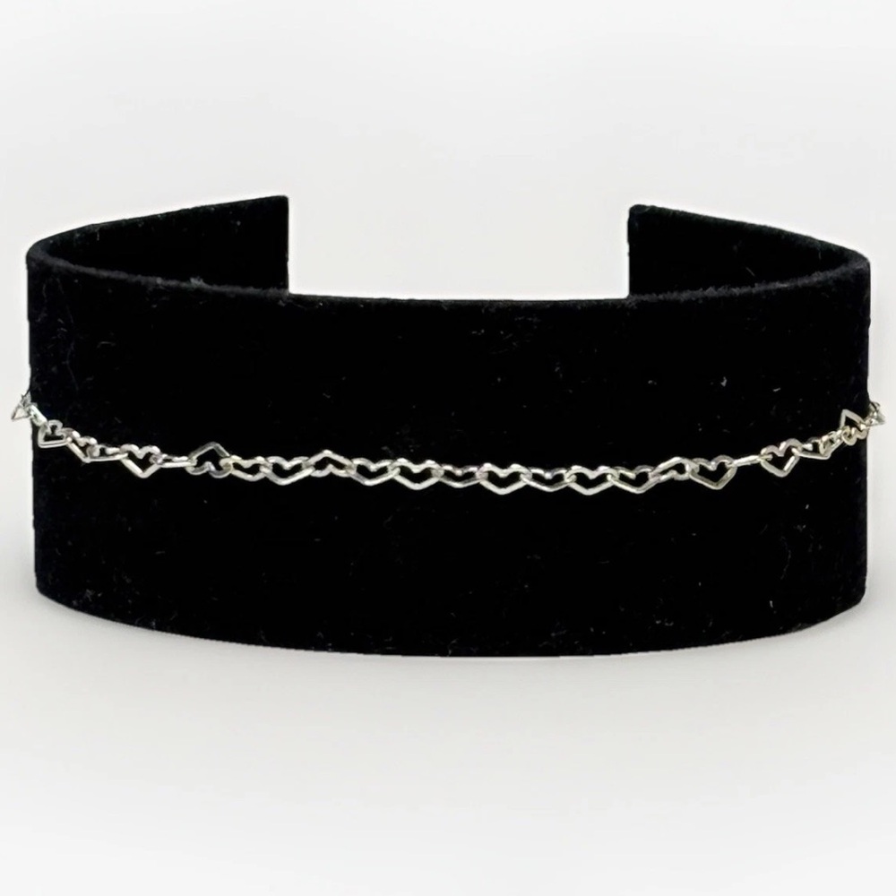 10 Inch Sterling Hearts Chain Bracelet - STAMPED #4334